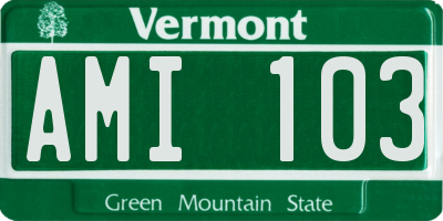 VT license plate AMI103