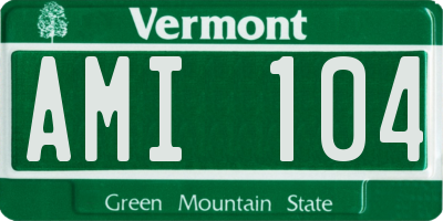 VT license plate AMI104