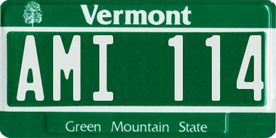 VT license plate AMI114