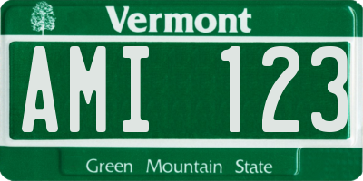 VT license plate AMI123