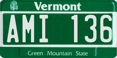 VT license plate AMI136