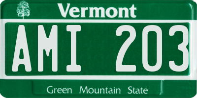 VT license plate AMI203