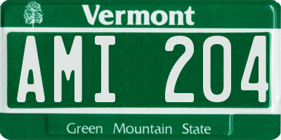 VT license plate AMI204