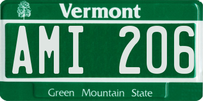VT license plate AMI206