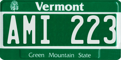 VT license plate AMI223