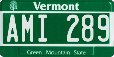VT license plate AMI289