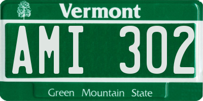 VT license plate AMI302