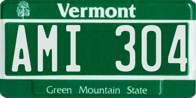 VT license plate AMI304