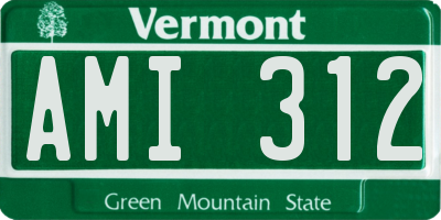 VT license plate AMI312