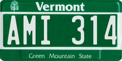 VT license plate AMI314