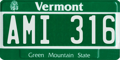 VT license plate AMI316