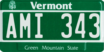 VT license plate AMI343