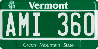 VT license plate AMI360
