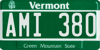 VT license plate AMI380