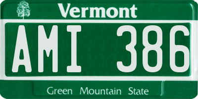 VT license plate AMI386