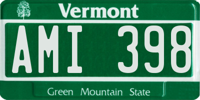 VT license plate AMI398
