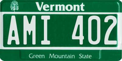 VT license plate AMI402