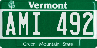 VT license plate AMI492