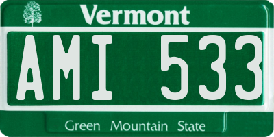 VT license plate AMI533