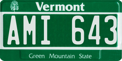 VT license plate AMI643