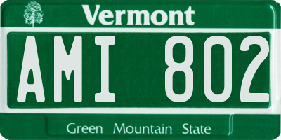 VT license plate AMI802
