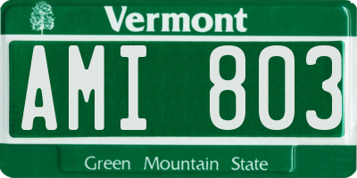 VT license plate AMI803