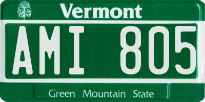 VT license plate AMI805