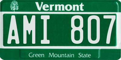 VT license plate AMI807