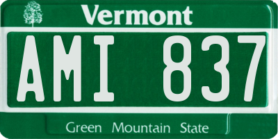 VT license plate AMI837
