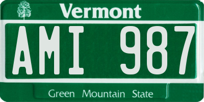 VT license plate AMI987