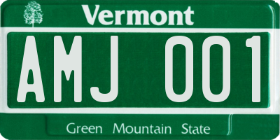VT license plate AMJ001