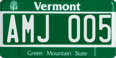 VT license plate AMJ005