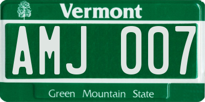 VT license plate AMJ007
