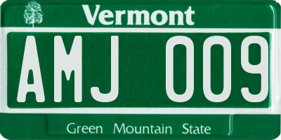 VT license plate AMJ009