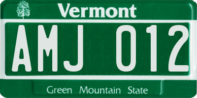 VT license plate AMJ012