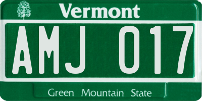 VT license plate AMJ017