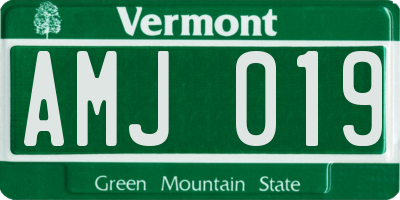 VT license plate AMJ019