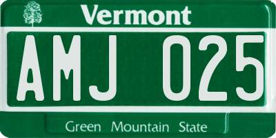 VT license plate AMJ025