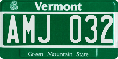 VT license plate AMJ032
