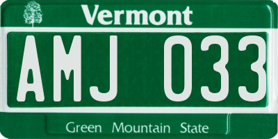 VT license plate AMJ033