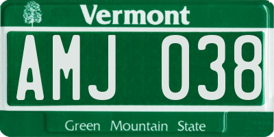 VT license plate AMJ038