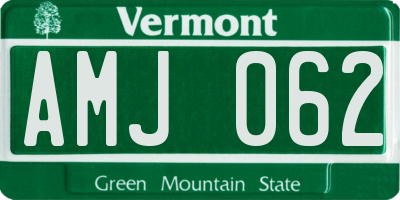 VT license plate AMJ062
