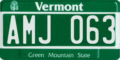 VT license plate AMJ063
