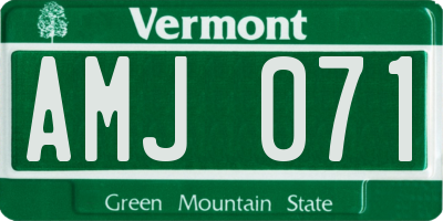 VT license plate AMJ071