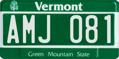 VT license plate AMJ081
