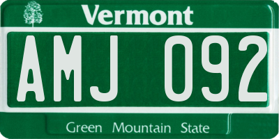 VT license plate AMJ092