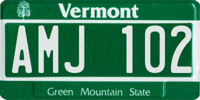 VT license plate AMJ102