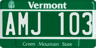 VT license plate AMJ103