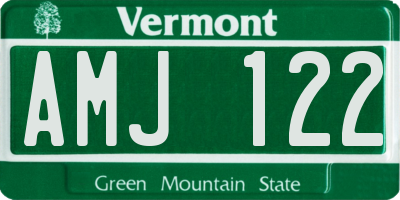 VT license plate AMJ122