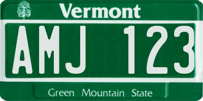 VT license plate AMJ123